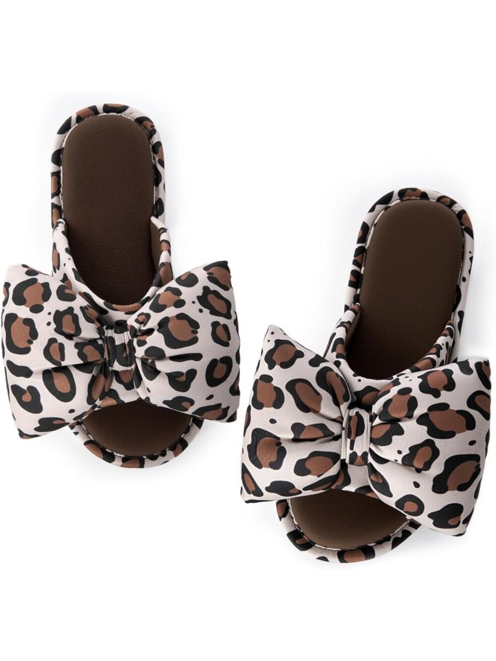 Women's Wildcat Print Satin Open-Toe Bow Indoor Bedroom House Slippers